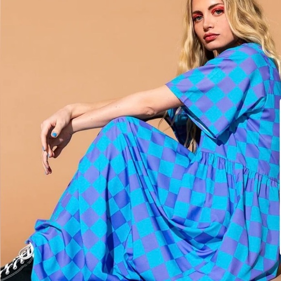DRESSED IN LALA Never Too Much Oversized Maxi Dress Blue + Lilac Large Punk - Picture 4 of 16